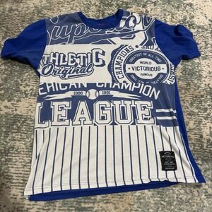 Victorious Los Angeles All Over Print Shirt Black Size Small Blue Faded